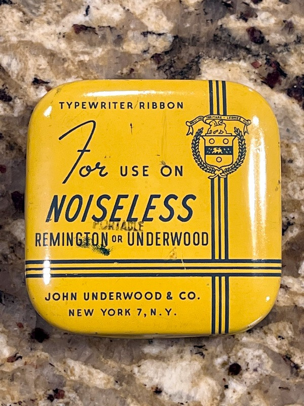Vintage Remington Typewriter Ribbon Metal Tin, John Underwood & Co., Made in USA