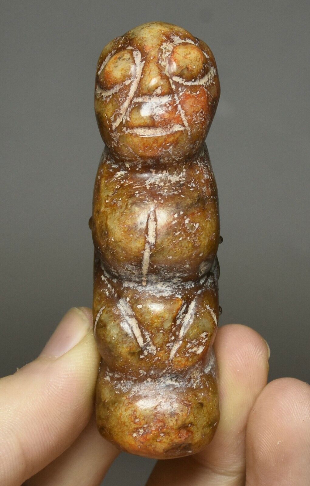 7CM China Hongshan Culture Old Jade Carve Beast Face Head Amulet Pendant