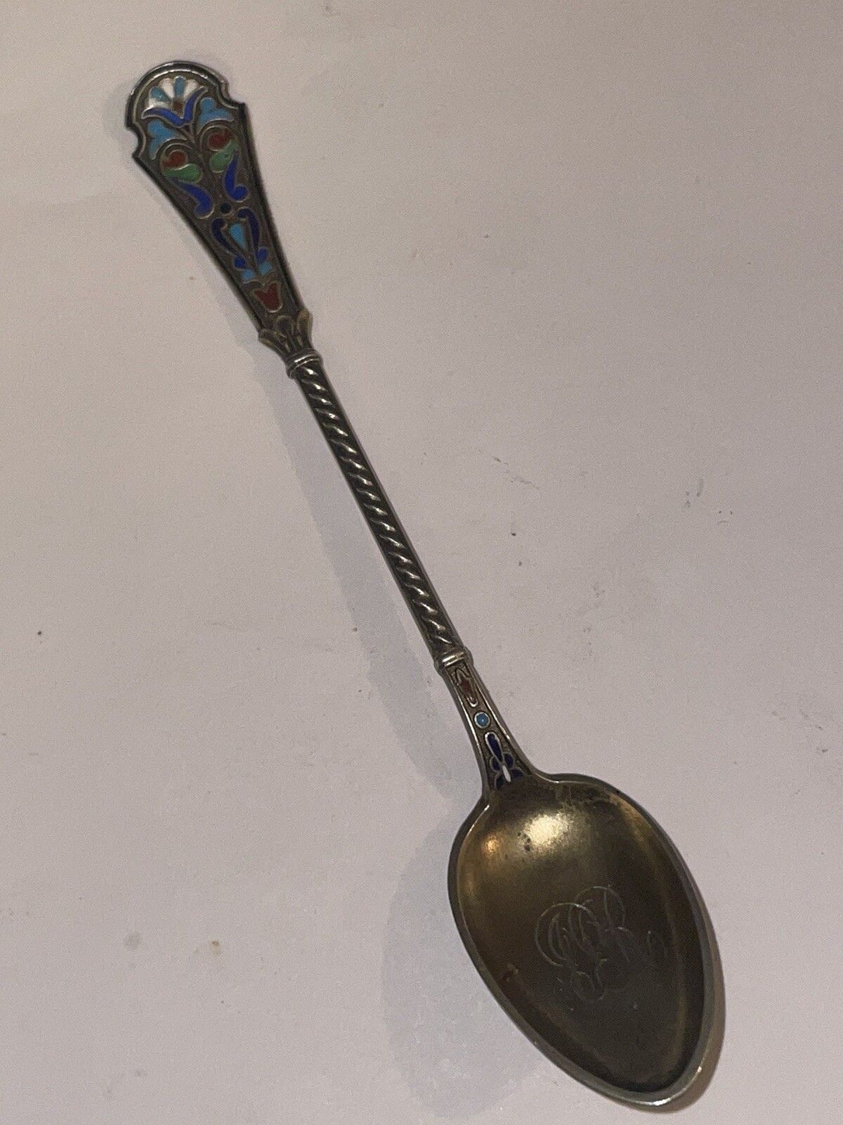 David Andersen 925 Sterling Silver Enameled Spoon 4 1/2” 11 Grams Monogram