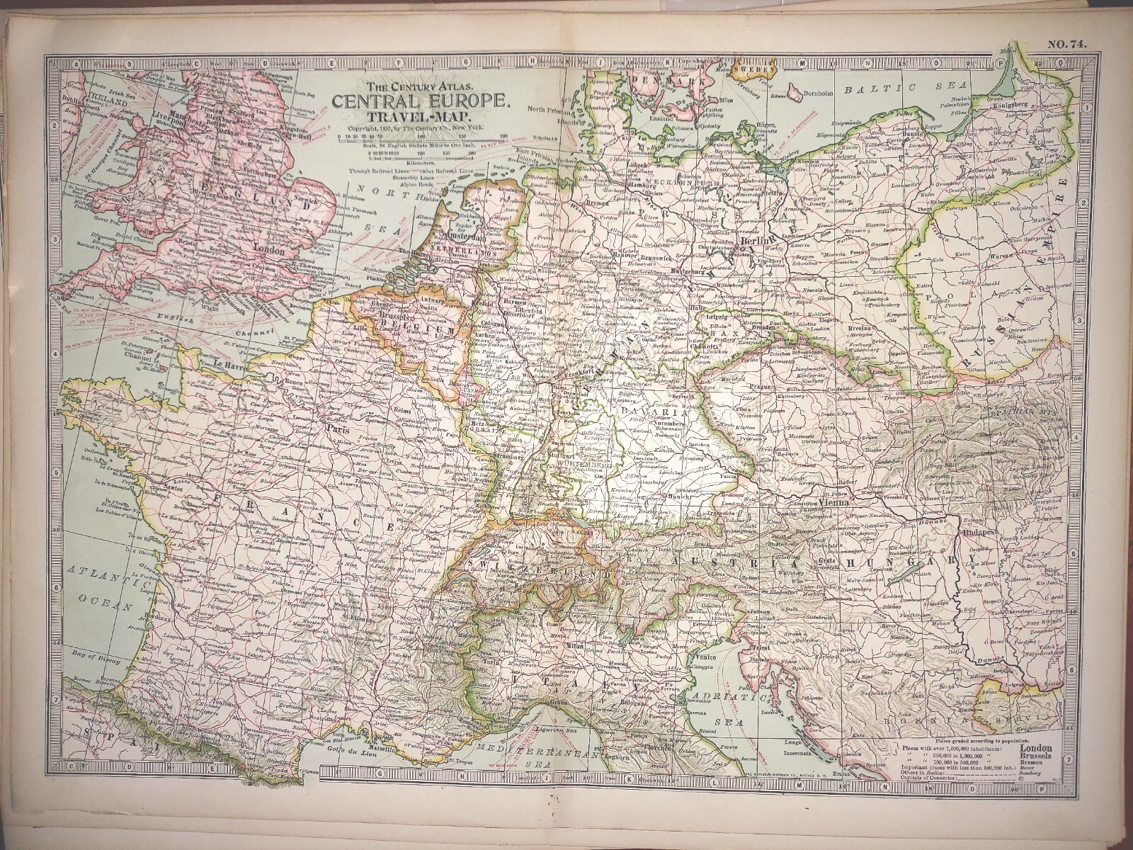 Antique Map CENTRAL EUROPE 1897 Very Good Condition 12×16″ Old Countries Pre-war