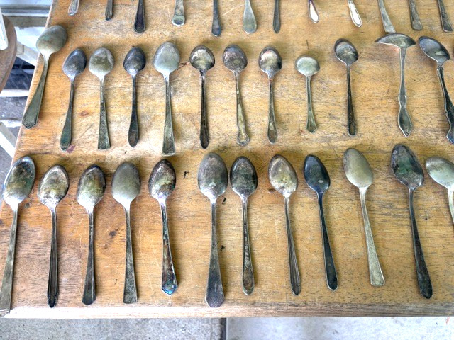 69 Piece Set Silverplate Mixed Patterns Large Spoons For Crafts