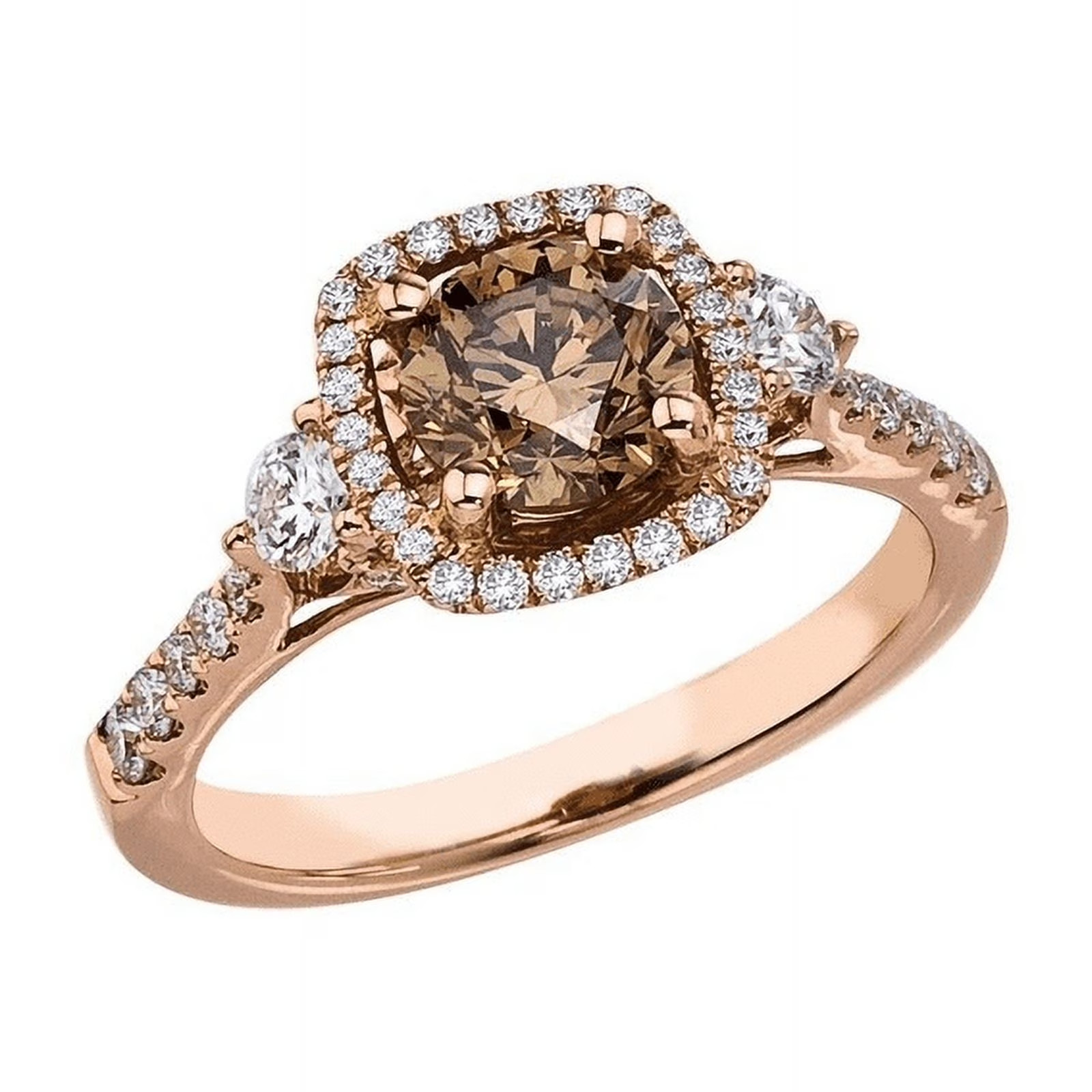 Natural Brown Diamond Engagement Ring 14K Rose Gold Finish Promise Ring For Her