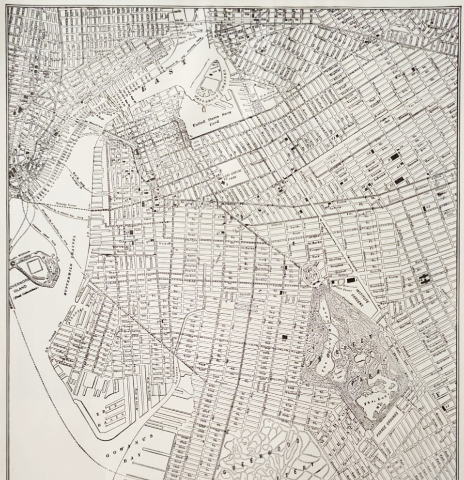 1914 Brooklyn NYC New York City Map Antique Atlas Collier Transportation E13