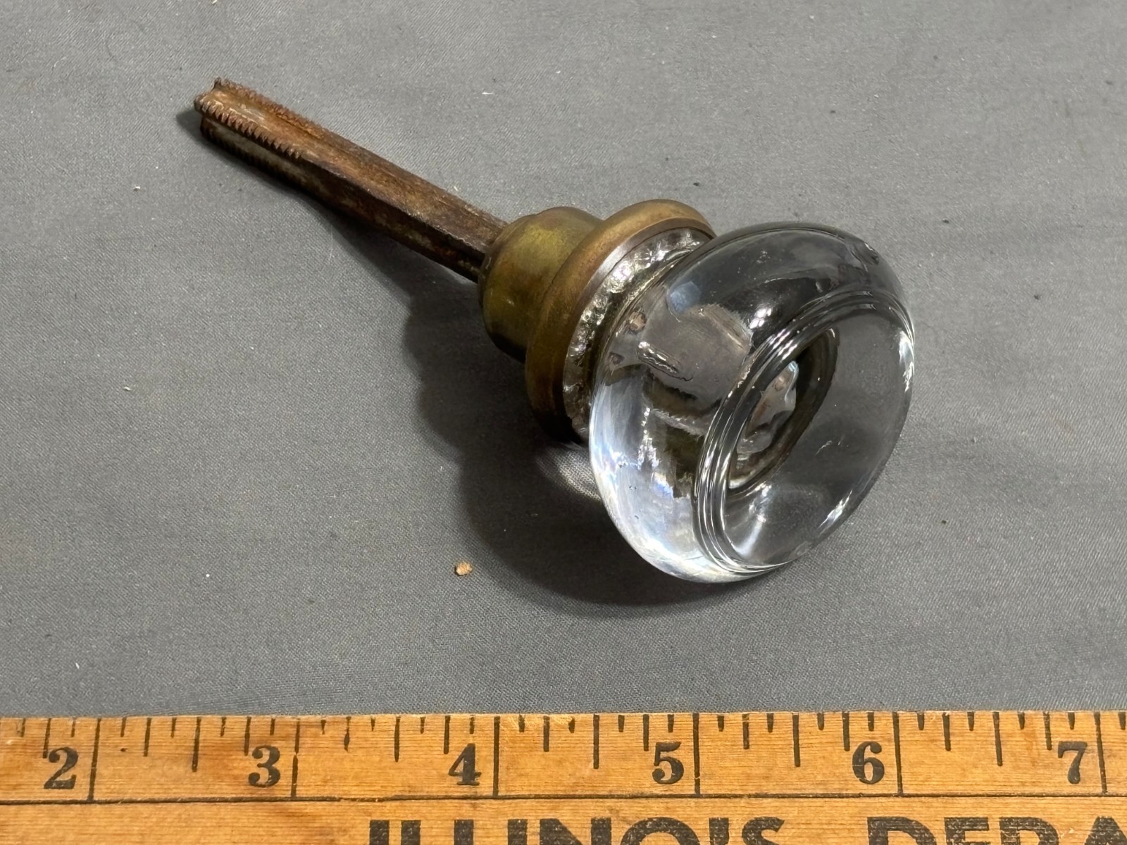 Vintage antique ROUND SMOOTH Bullet GLASS Door Knob + threaded shaft PURPLE TINT