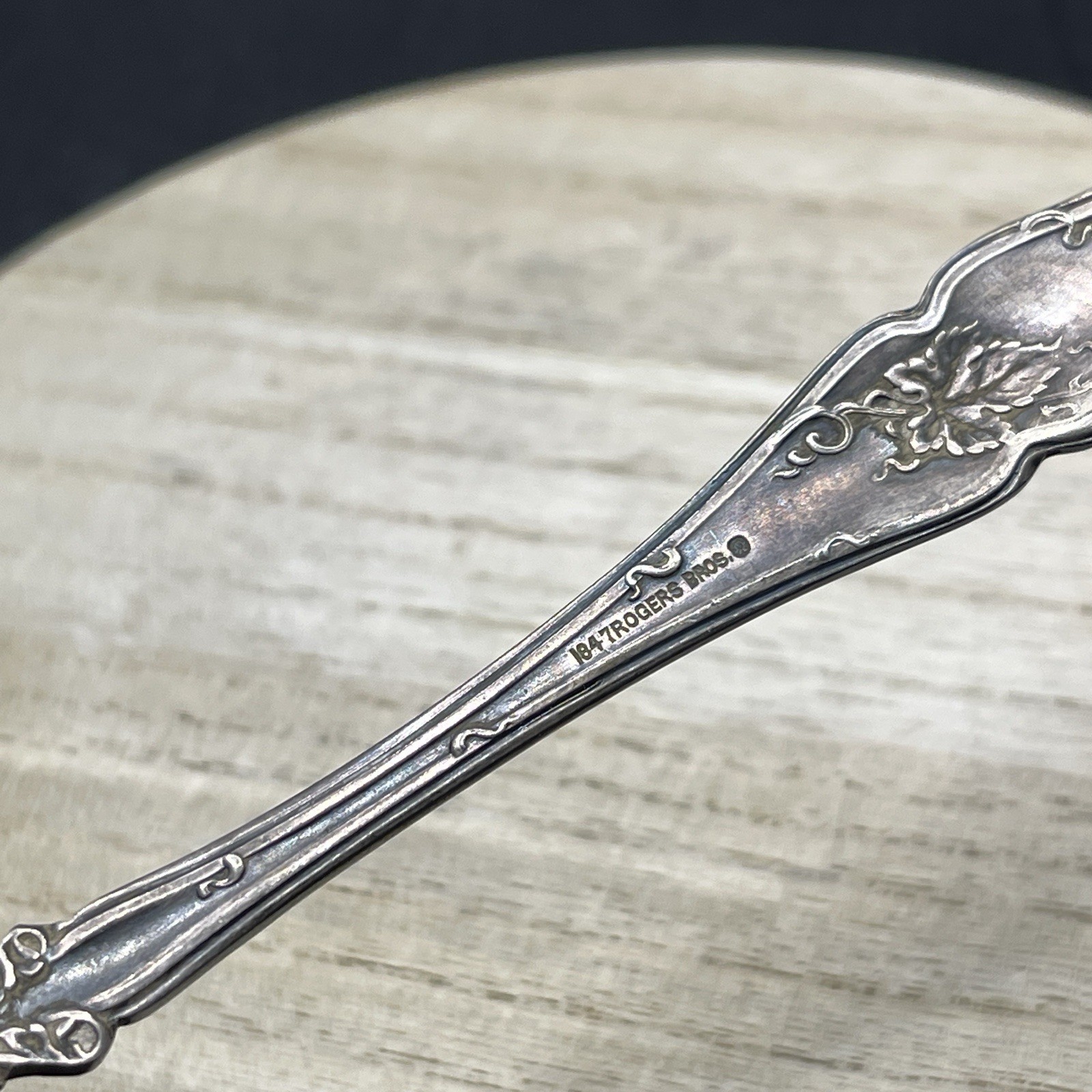 VTG Atq 1847 Rogers Bros. Silverplate Serving Meat Fork Patina Tarnished