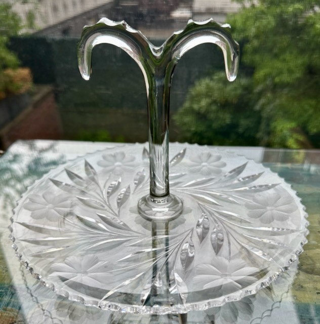 American Brilliant Period ABP Cut Glass Center Handle PAIRPOINT Sandwich Tray