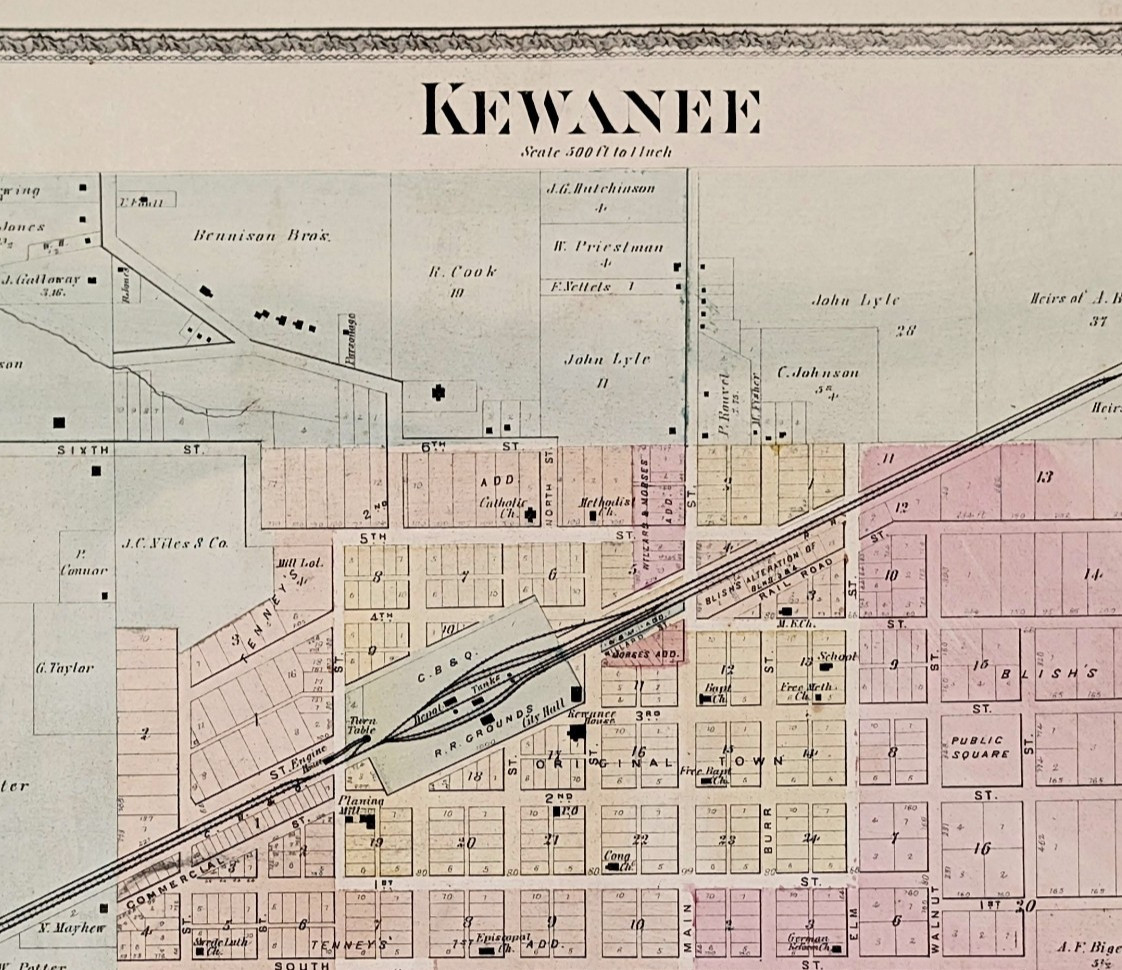 1875 Plat Map KEWANEE Township HENRY COUNTY – ILLINOIS – ORIGINAL 16×13