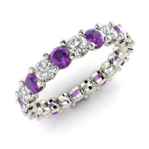 2.54 Ct Natural Amethyst Diamond Engagement Wedding Ring 14K White Gold Size 8