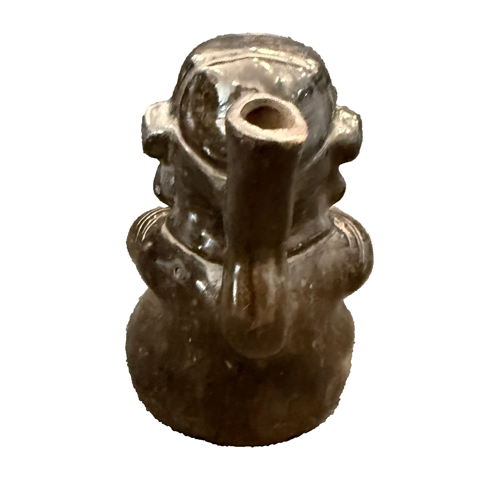 vintage precolumbian reproduction vessel figurine, inka, peruvian, moche 15cmish
