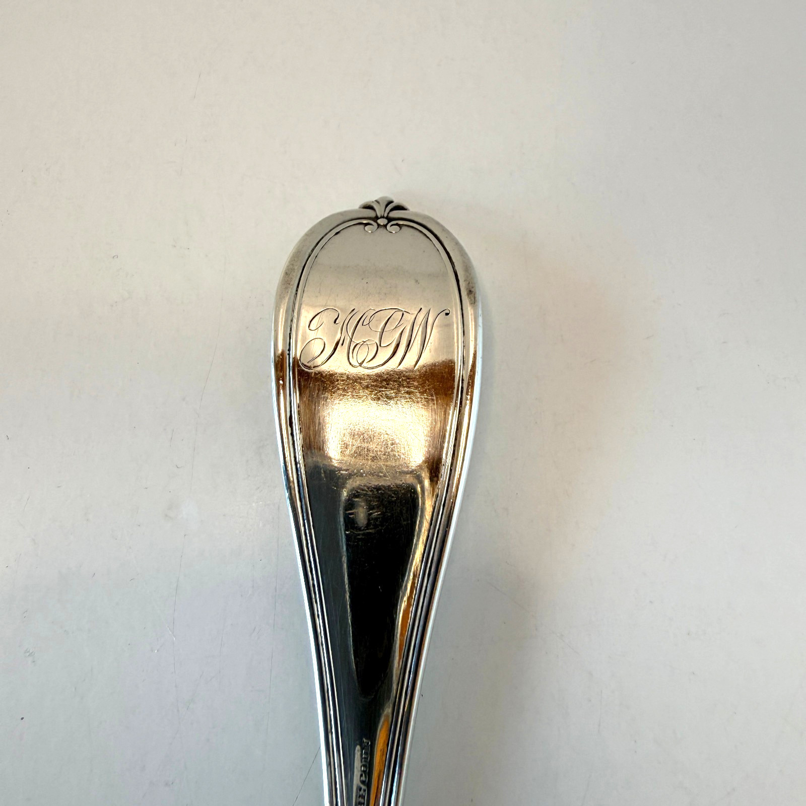 💠 Antique Newell Harding Coin Silver Dinner Fork Olive Pattern “MGW”