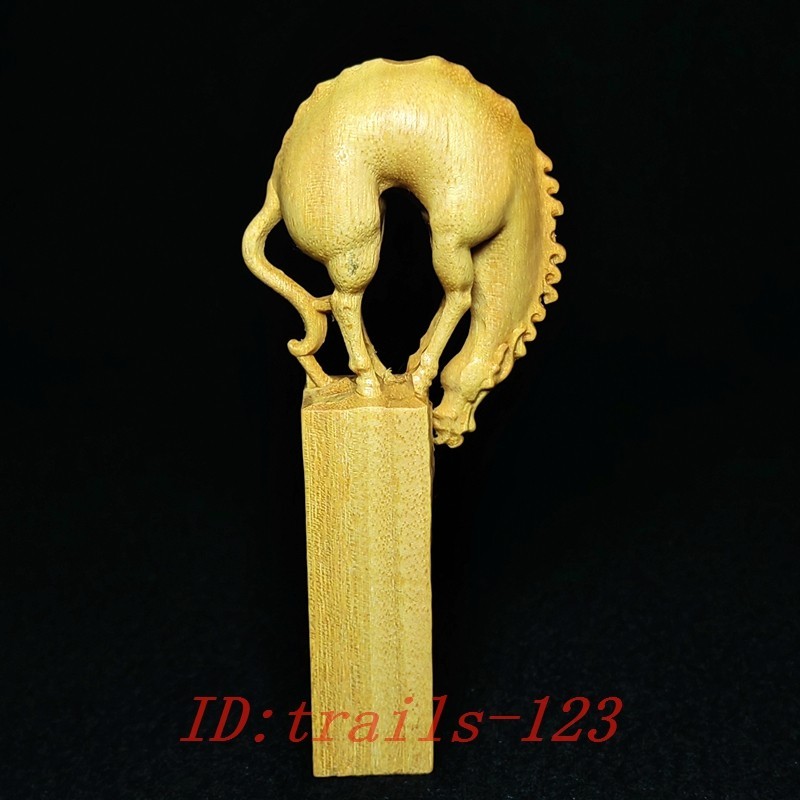 4.2 Inch Chinese Boxwood carved Horse Statue Desk Decoration Gift Collectable