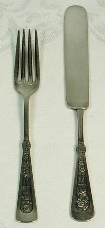 ARCADIAN MULTI-MOTIF 1847 ROGERS BROS YOUTH KNIFE & FORK 1884