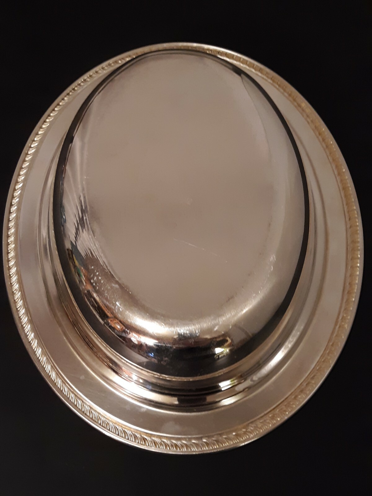 SHERWOOD Silverplated OVAL DISH Bowl with ROPE TRIM 11.5″L