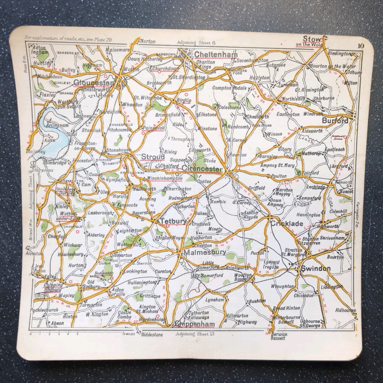 Original c1920 Bacons Road Atlas Of Gloucester Cheltenham Tetbury Burford Swindo