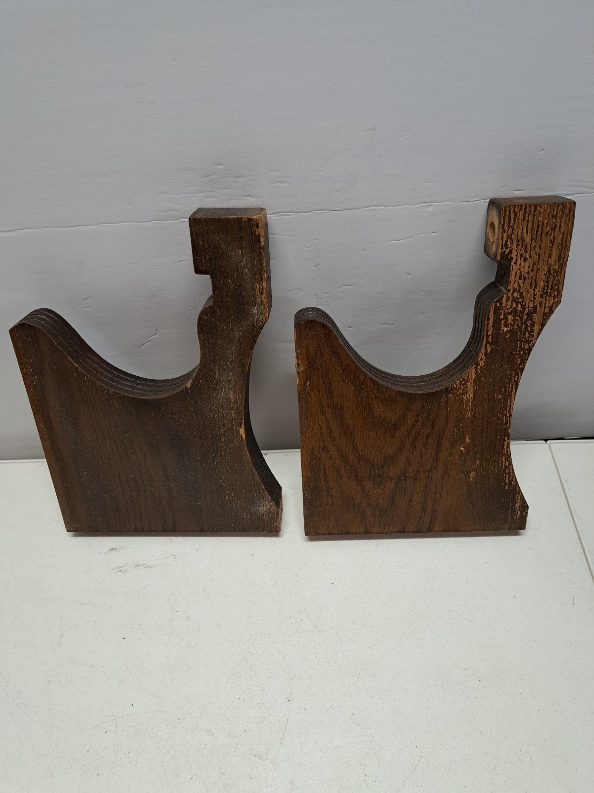 2 Antique Oak Carved Brackets Corbels Salvage Reclaimed Worn Finish See Pics