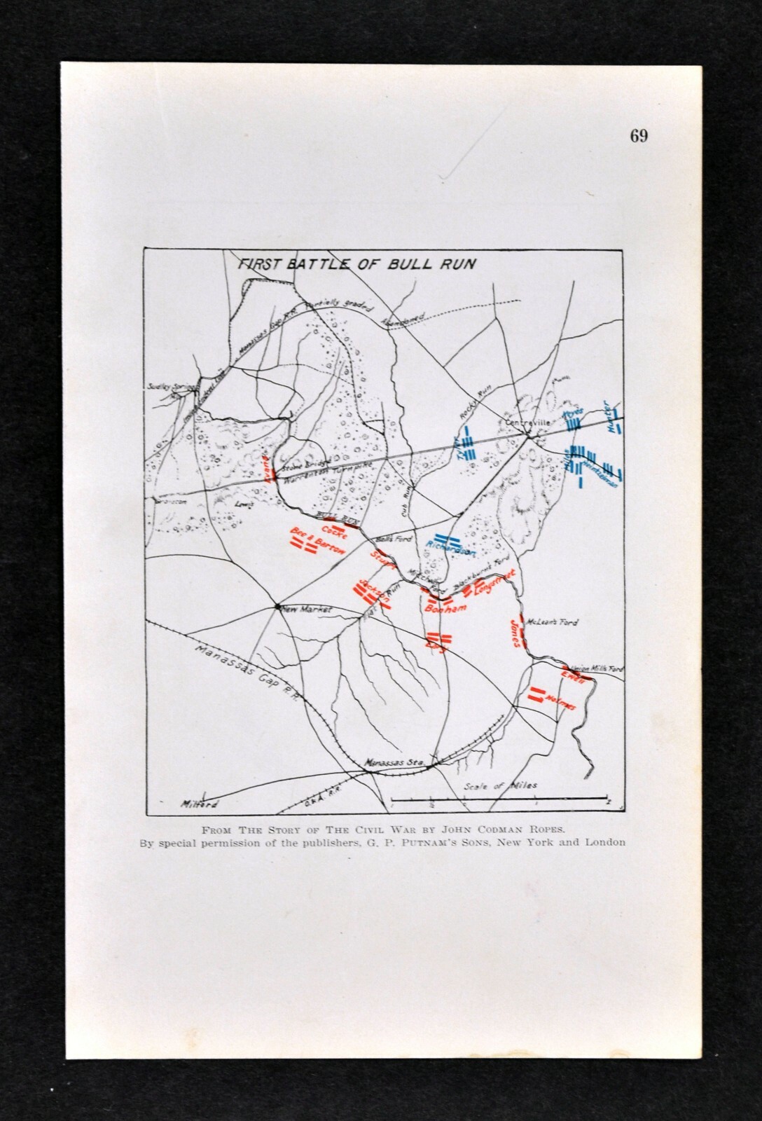 Civil War Map First Battle of Bull Run Centreville New Market Manassas Station