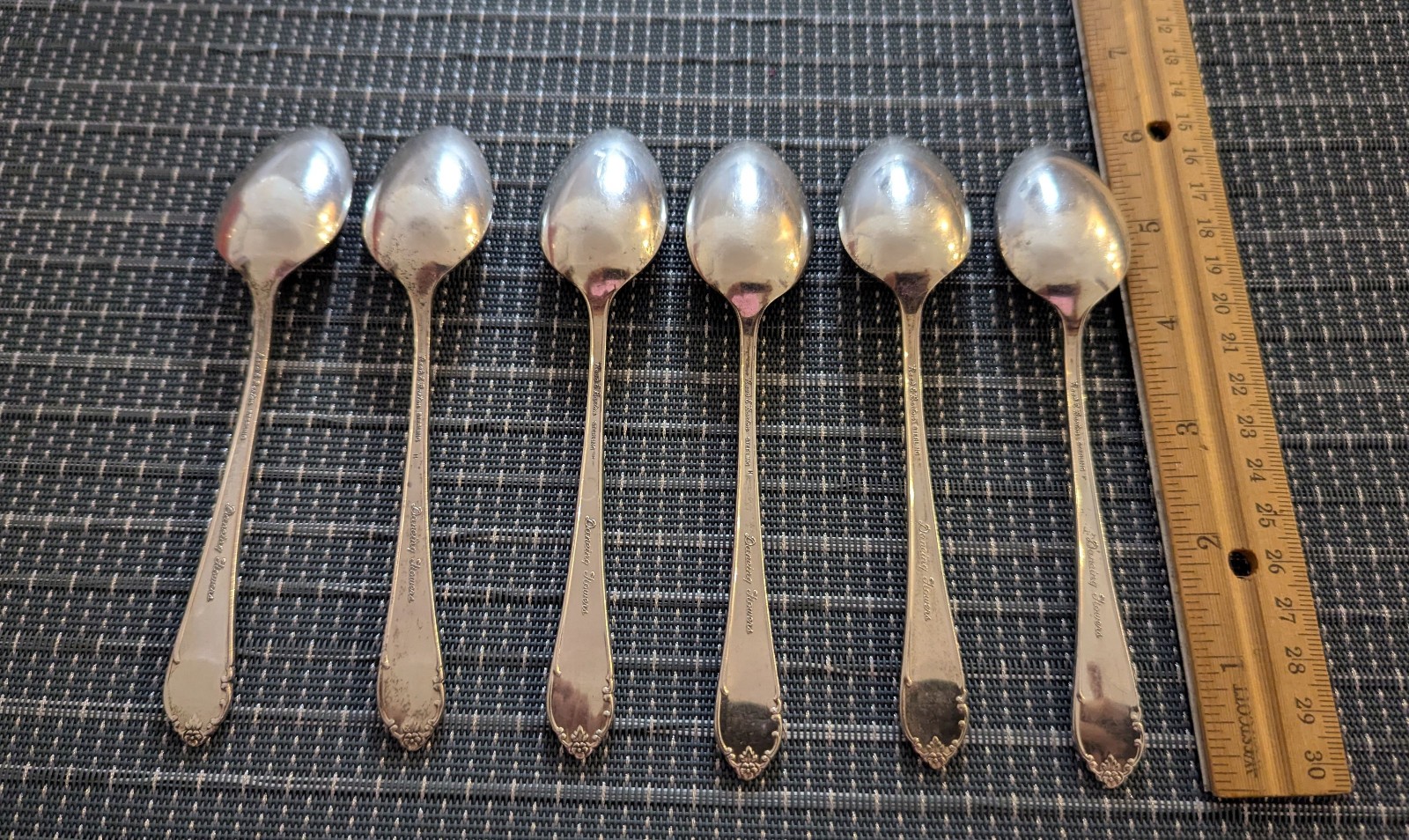 Reed Barton Sterling Silver DANCING FLOWERS Set of 6 Teaspoons 176g