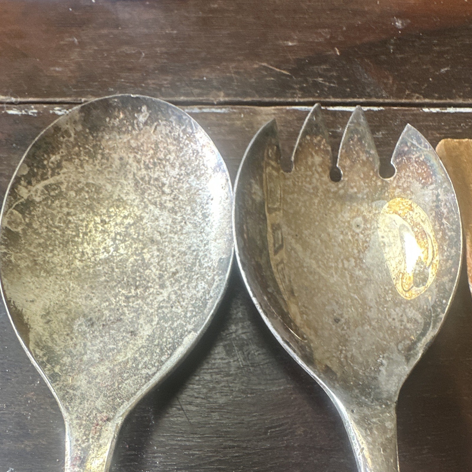 2pc Silver Plated Spoon & Spork Set Flatware Made in England Silverplate