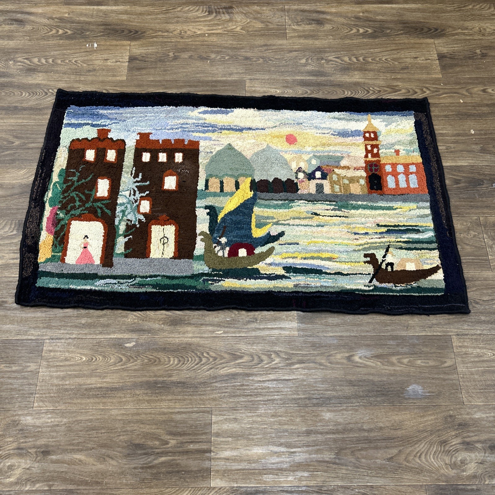 Vintage Antique RARE Hand-Hooked Rug 3×5 Excellent Cond. Pretty Colors