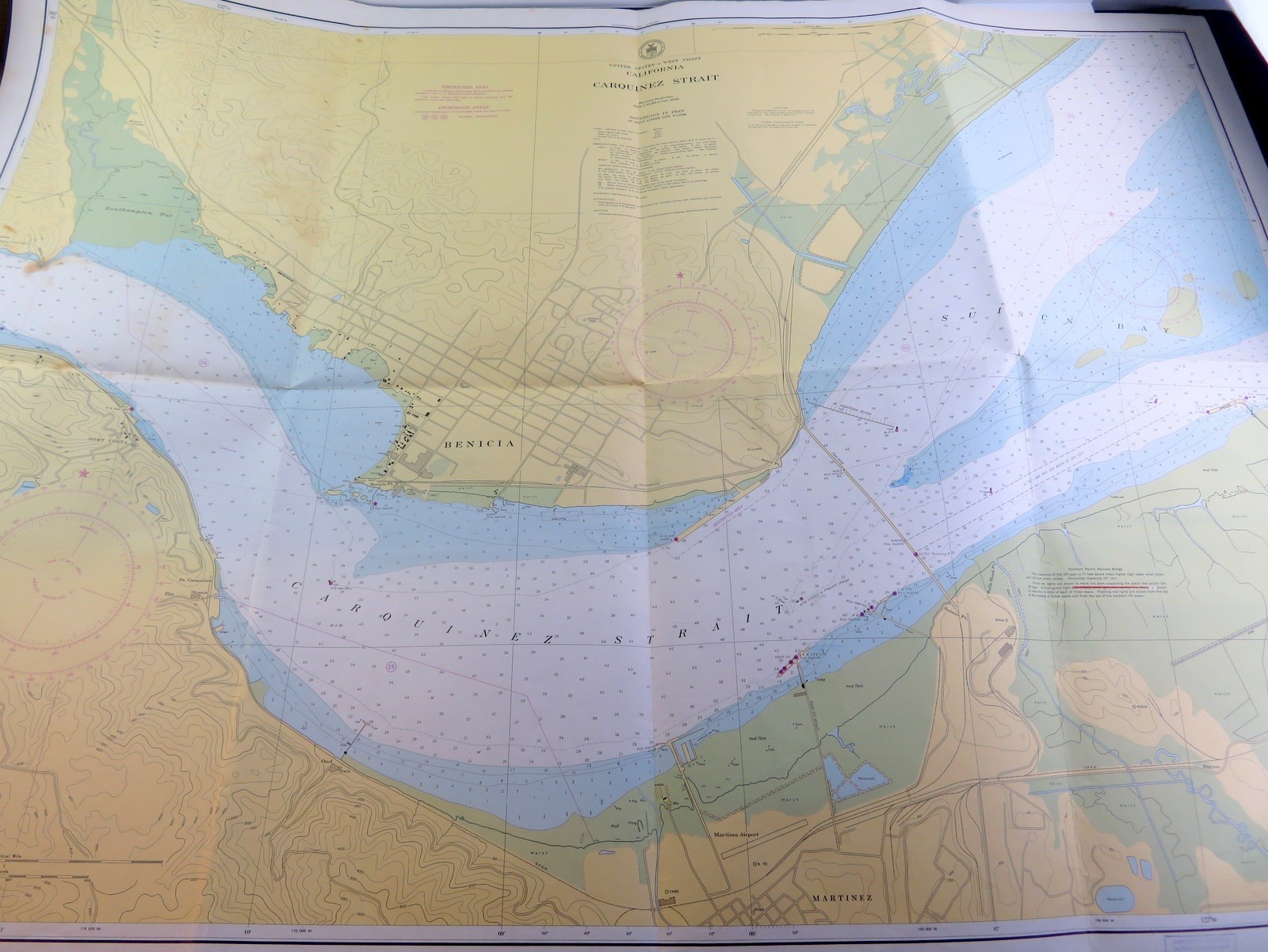 1953 Nautical Chart Carquinez Strait Benicia Martinez CA Coast Survey Map