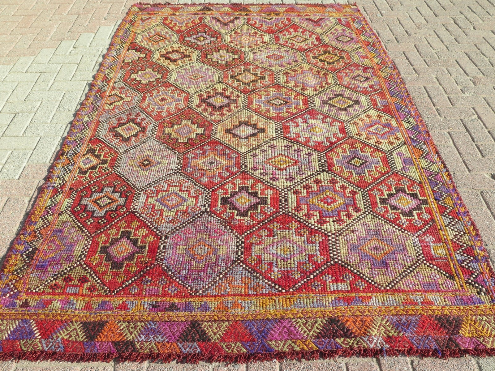 Vintage Turkish Nomads Rug, Wool Kilim, Teppich 70″X102″ Area Rugs, Kelim Carpet