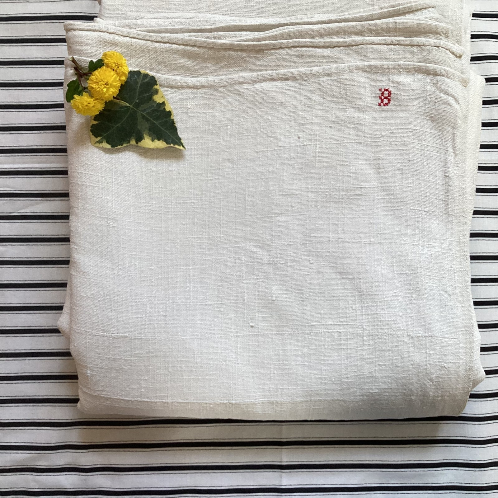 Rustic Antique French Heavy Hemp Linen Sheet 280 x 200cm