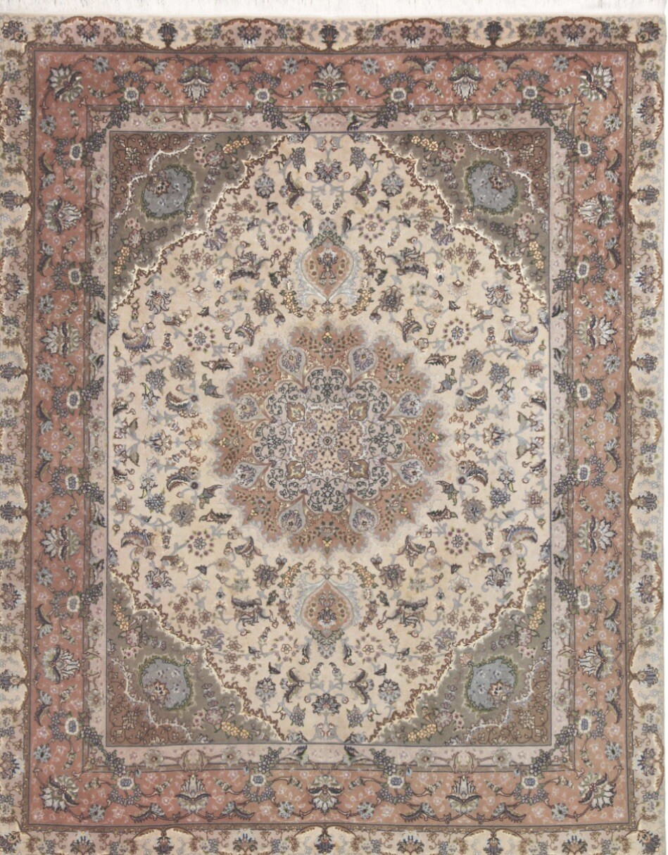 Spectacular Area Rug Wool Silk Authentic 6.8x 8.6 Tabrizz Fine A+