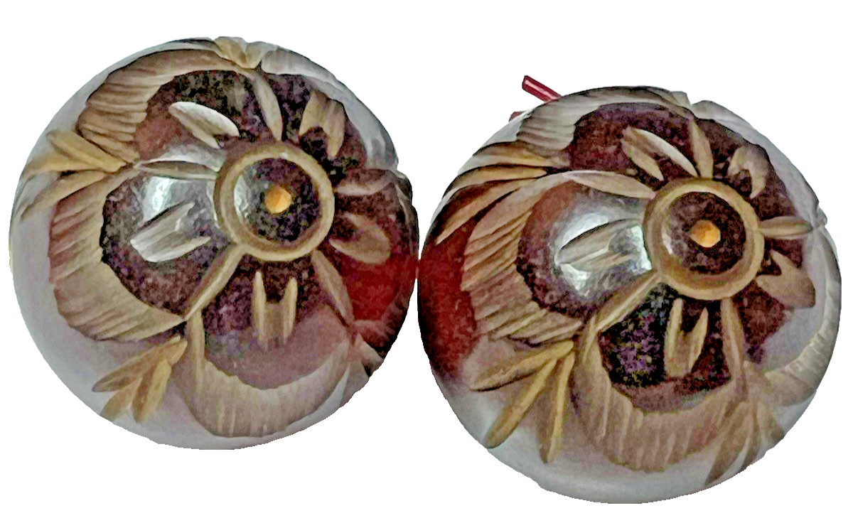 2 Stunning Antique Button Bakelite Cherry Amber Ball Shape 3/4″