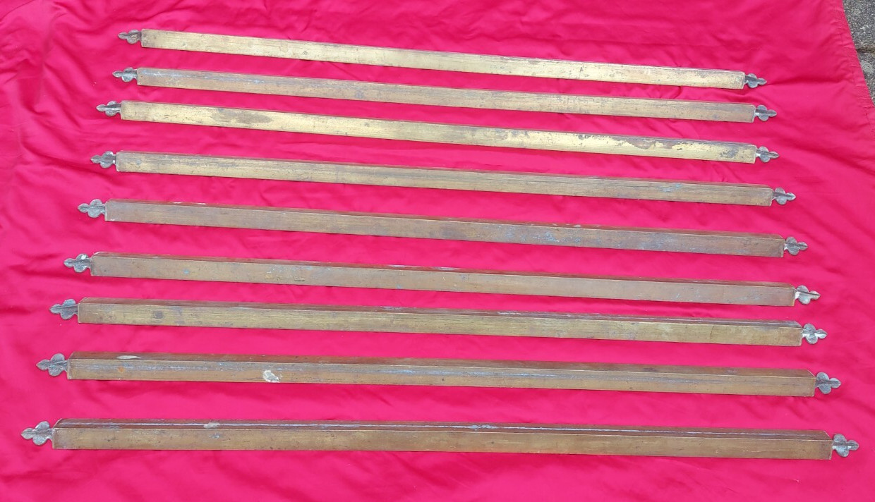 Reclaim Brass Stair Carpet Rods x 9~ Stunning 42″ Long !!
