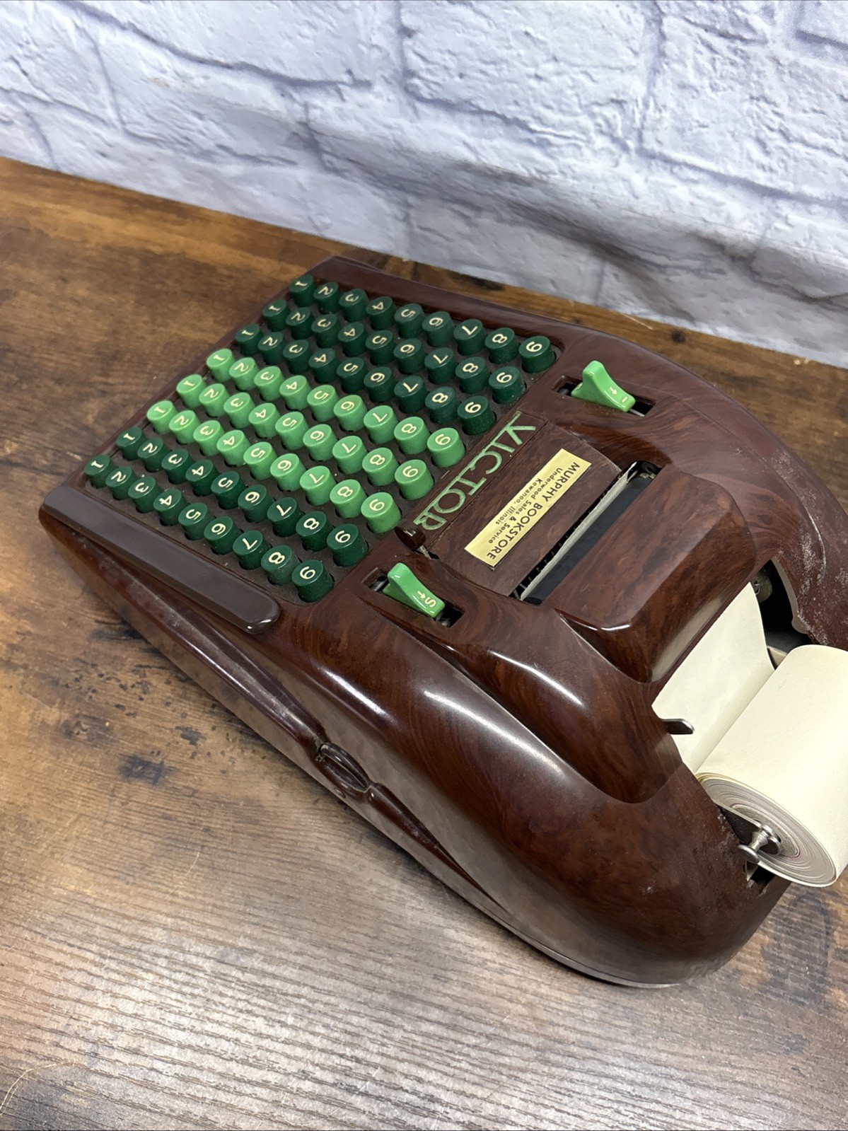 Vintage Victor Adding Machine Bakelite Jade Keys Art Deco Model W/ Cover