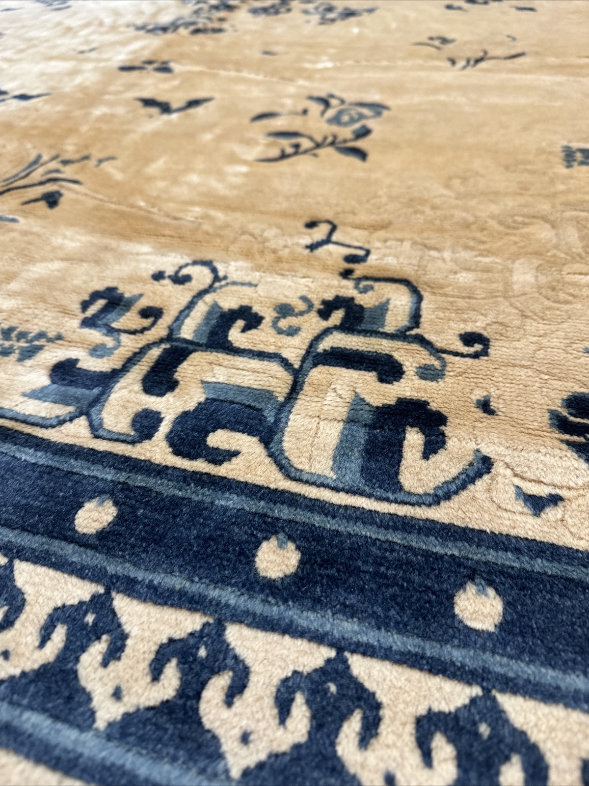 Vintage Antique Chinese Art Deco Oriental Rug Handmade Wool/cotton Floral (116)