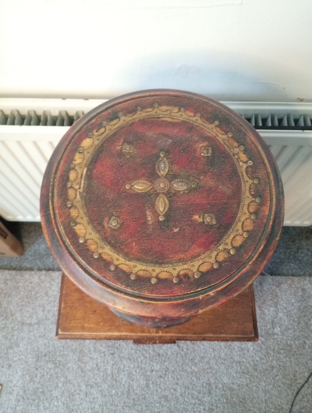 Drum Table With 4 Drawers Antique Style Handmade Wooden Trinket Box 15 Inches