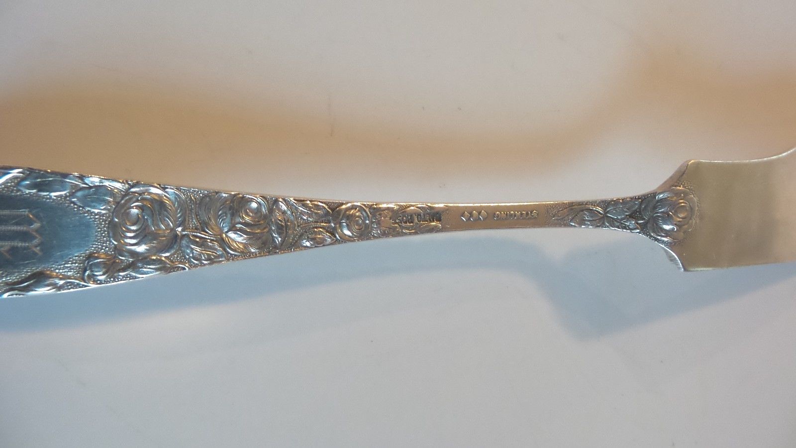 Schofield BALTIMORE ROSE Sterling Silver Master Butter Spreader, Monogram “M”