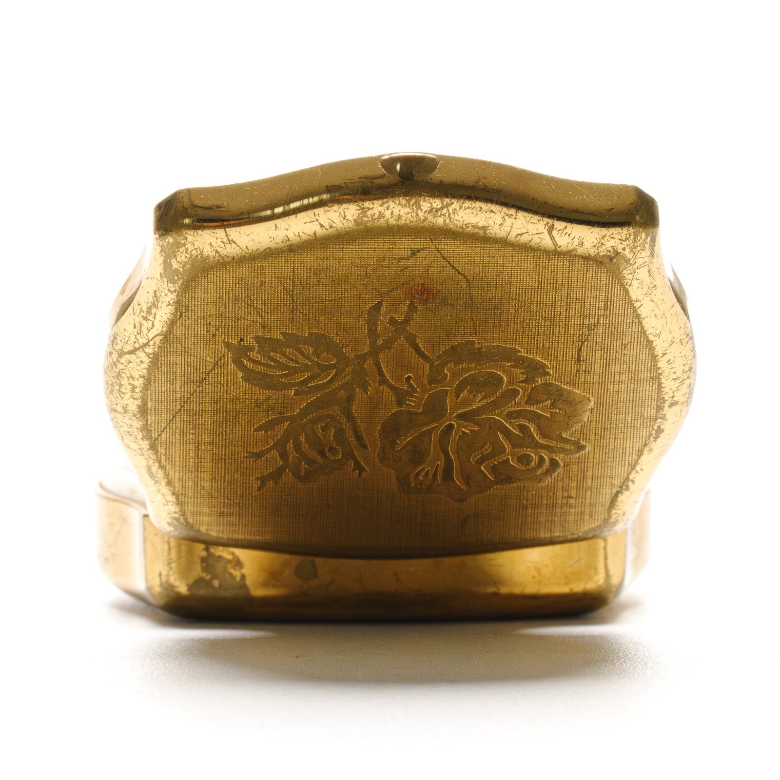 English Trinket Box Gilt Regency Style Stratton Engraved Flower Rose Late 20C