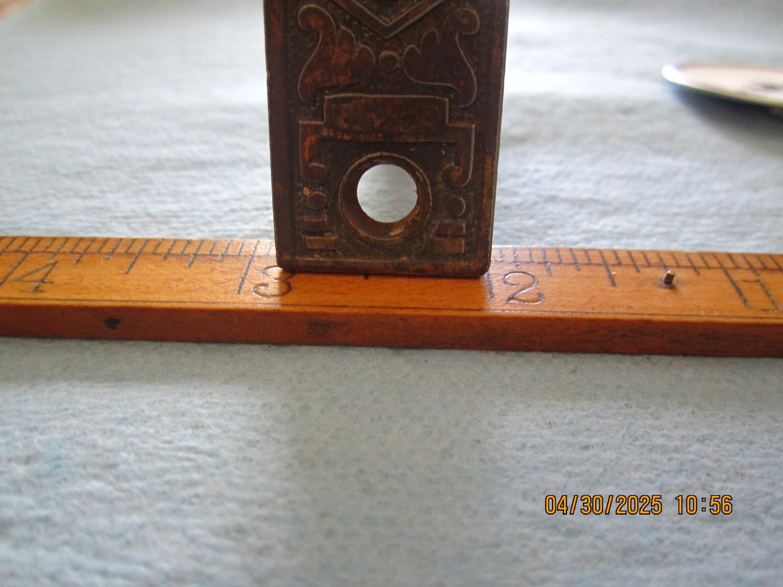 VTG DECORATED FACE INSIDE DOOR MOUNT MORTISE LOCK LATCH WITH DEAD BOLT & KEY #4