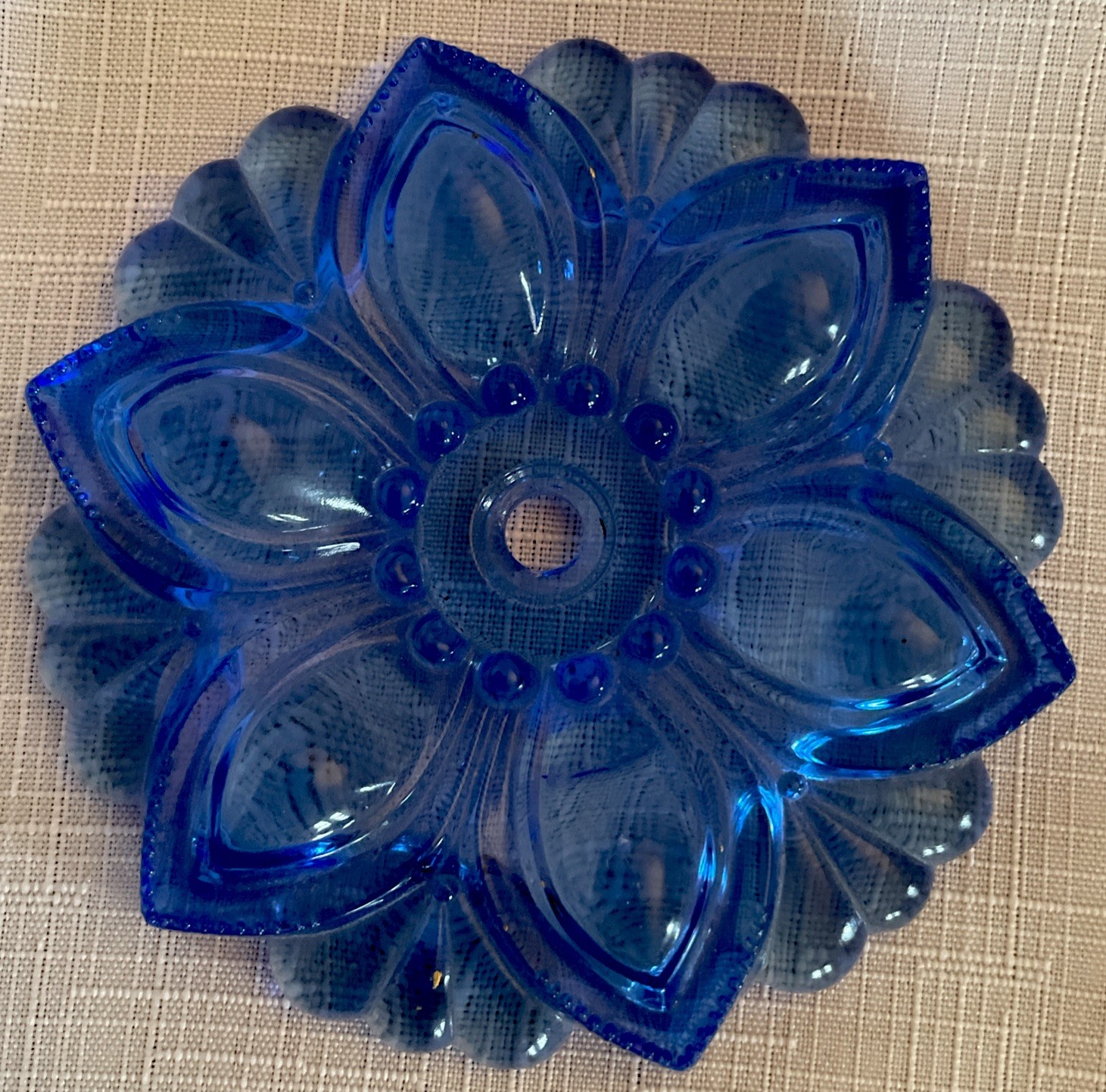 Glass Victorian~look Unique Curtain Tie Back Blue Rosette Flower ~ Classic