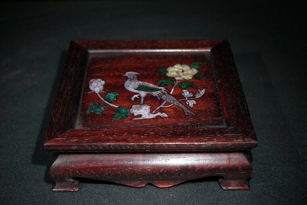 Chinese Natural Rosewood Inlaid shells Handmade Exquisite Table 101899