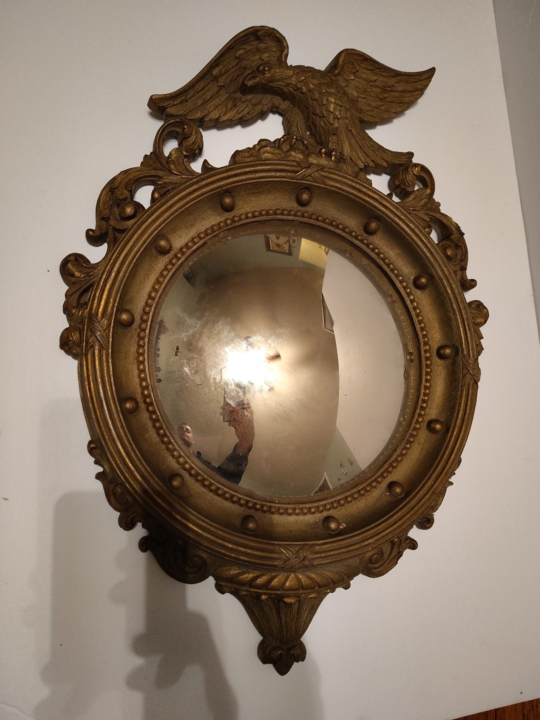 Vintage Federal Style Mirror 10″ Glass, Pre 1950s