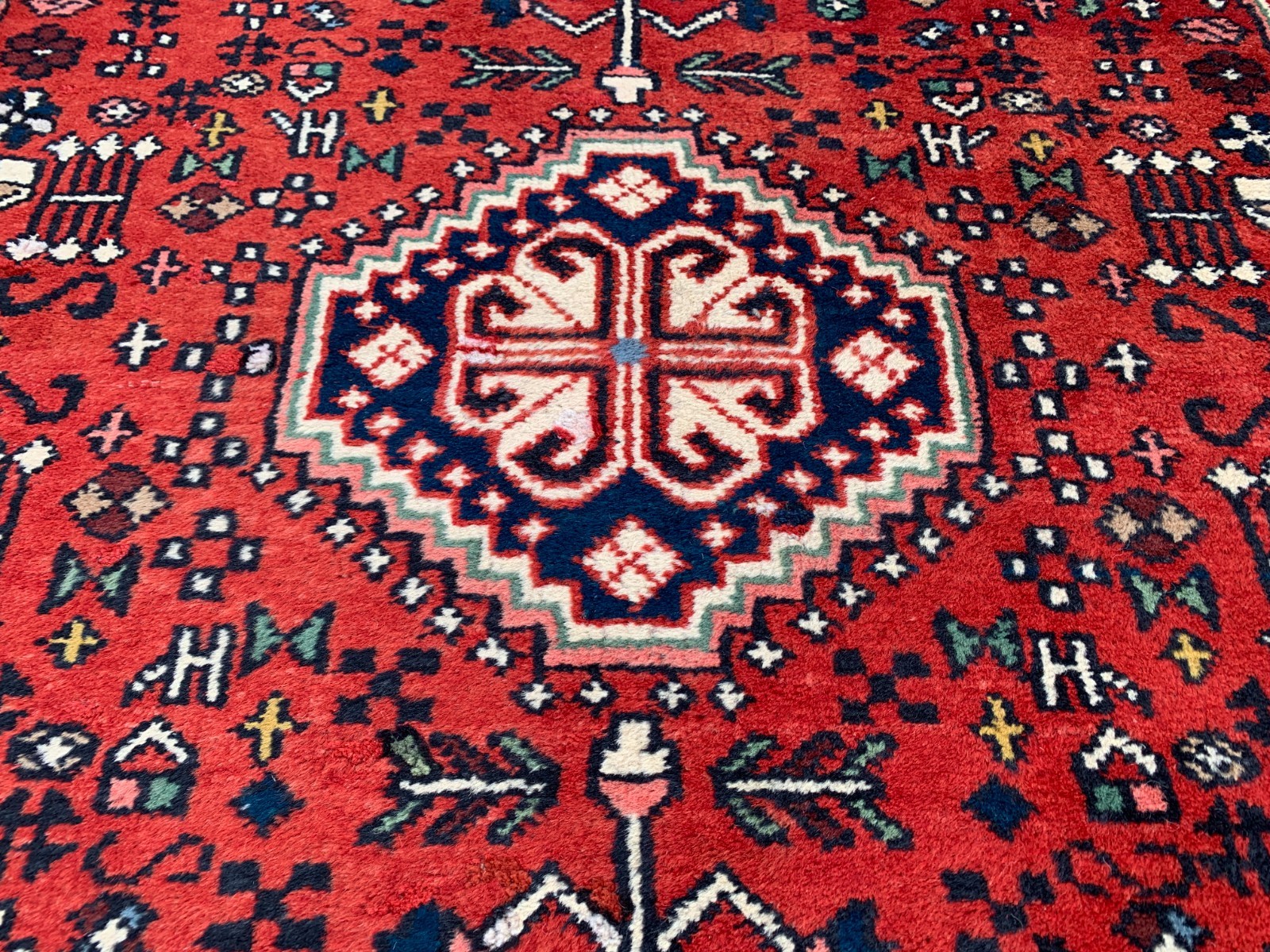 Authentic Hand Knotted Qashqai Shrz Wool Area Rug 4.11 x 3.3 Ft