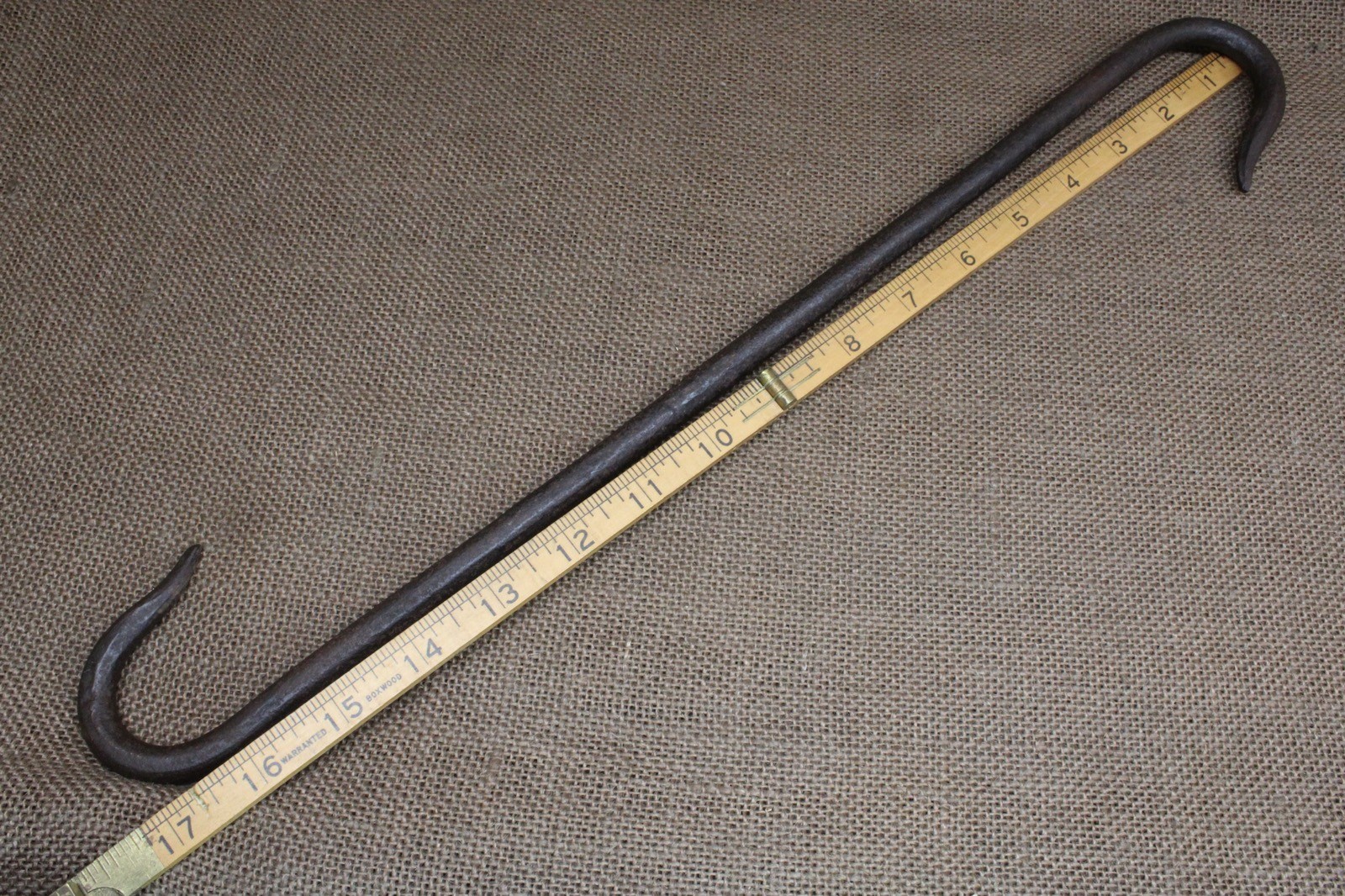 Old Trammel Crane Hook Hearth Rustic Wrought Iron 1800’s Fireplace 17 1/4”