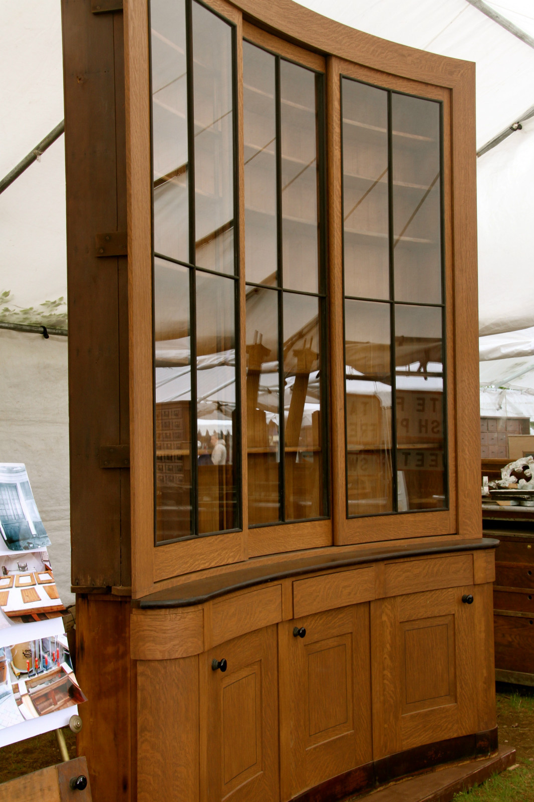 UNIQUE c1840 bowed built in LIBRARY cabinet 10’h x 87″ across ASHER BENJAMIN