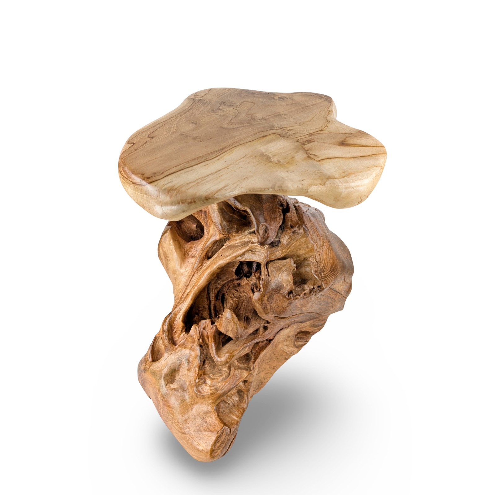Tree Stump Stool, Boho Wood Stool, Teak End Table, Teak Side Table