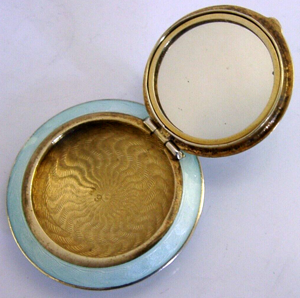 BEAUTIFUL STERLING SILVER ENAMEL BOX c1920 ANTIQUE