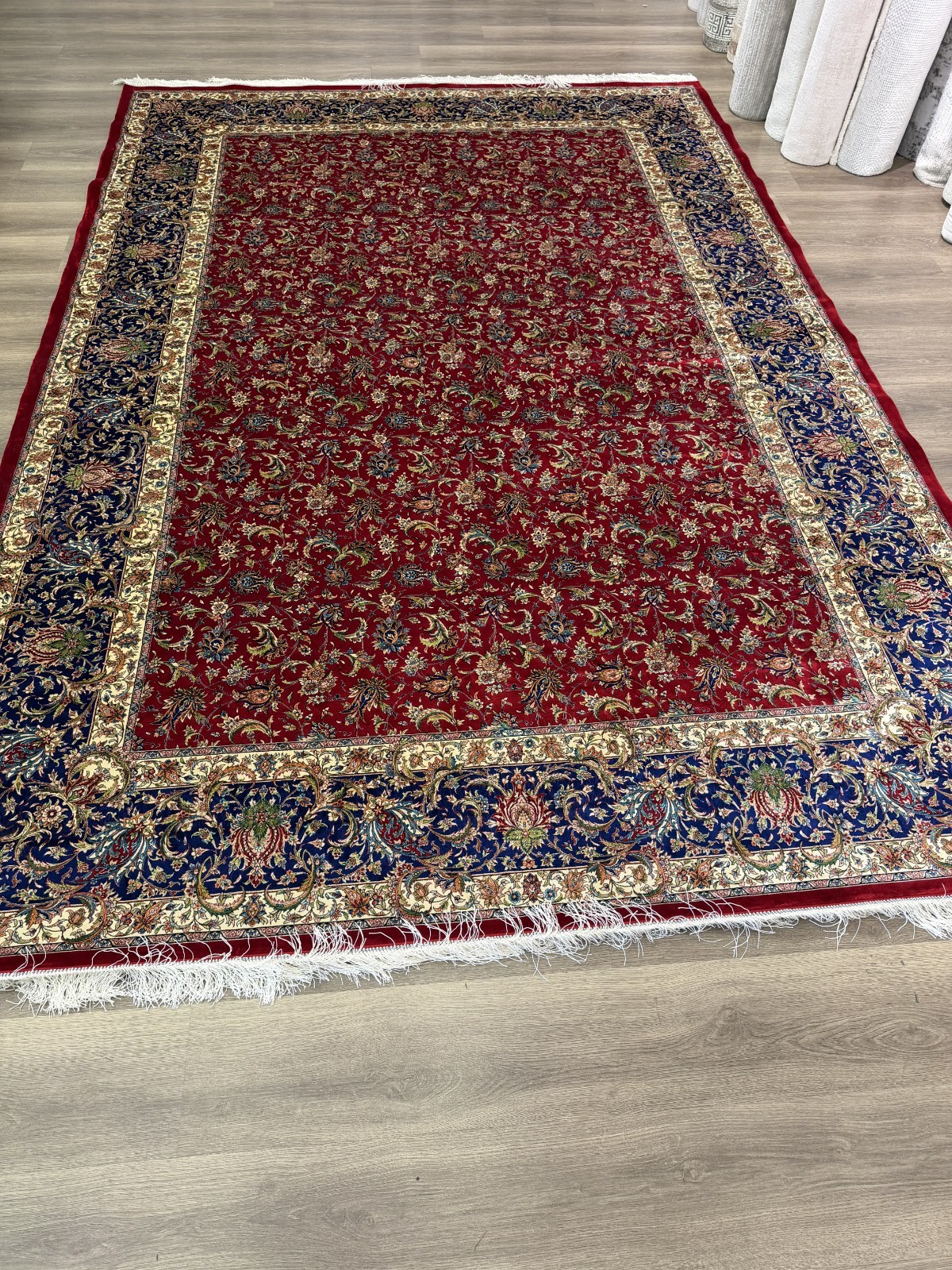 Brand New Turkish Silk Rug 7×10 ft Elegant Red Silk Rug Luxury Carpet Area Rug