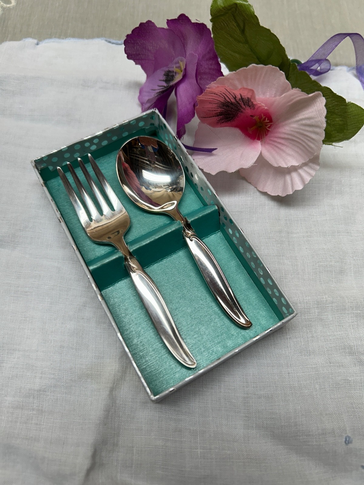 Wm Rogers & Son International Silver IS Exquisite Silverplate Baby Spoon Fork