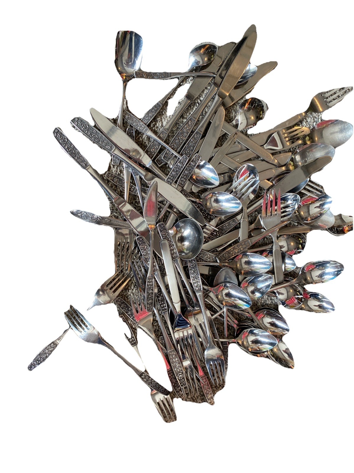 BIG Vintage Lot Of Silver Plated Mixture Of 67 Pieces, Forks, Spoons, Knives Etc