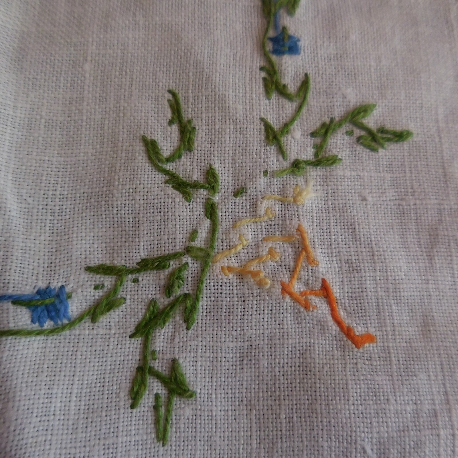 Rectangular Green Sewn Linen Doily Embroidery Art Nouveau Handmade Italy N5560