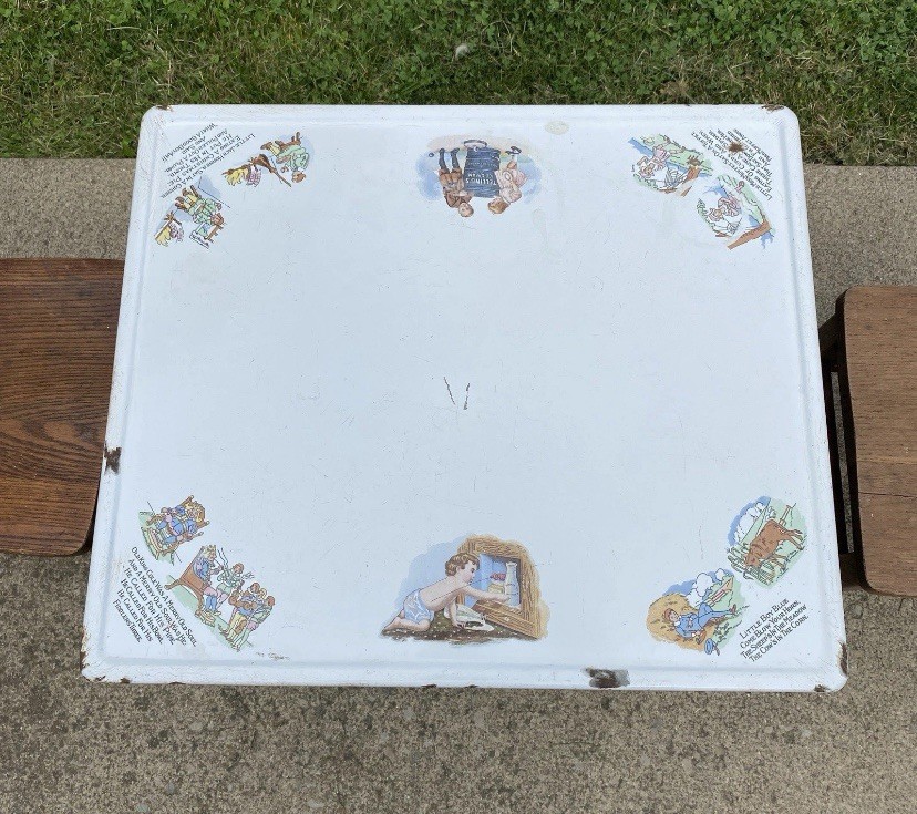 Antique Early 1900’s Child’s Mother Goose Nursery Rhyme Porcelain Table TOP Only