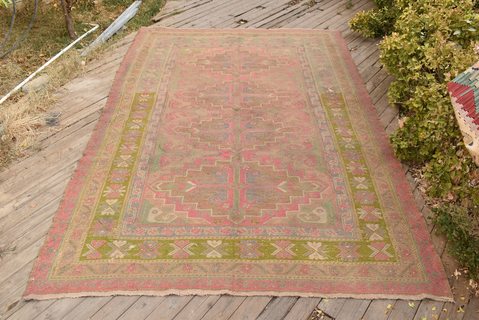 Caucasian Rug 6×10 Size Handwoven Antique Vintage Sumak Kilim 205x305cm Multi