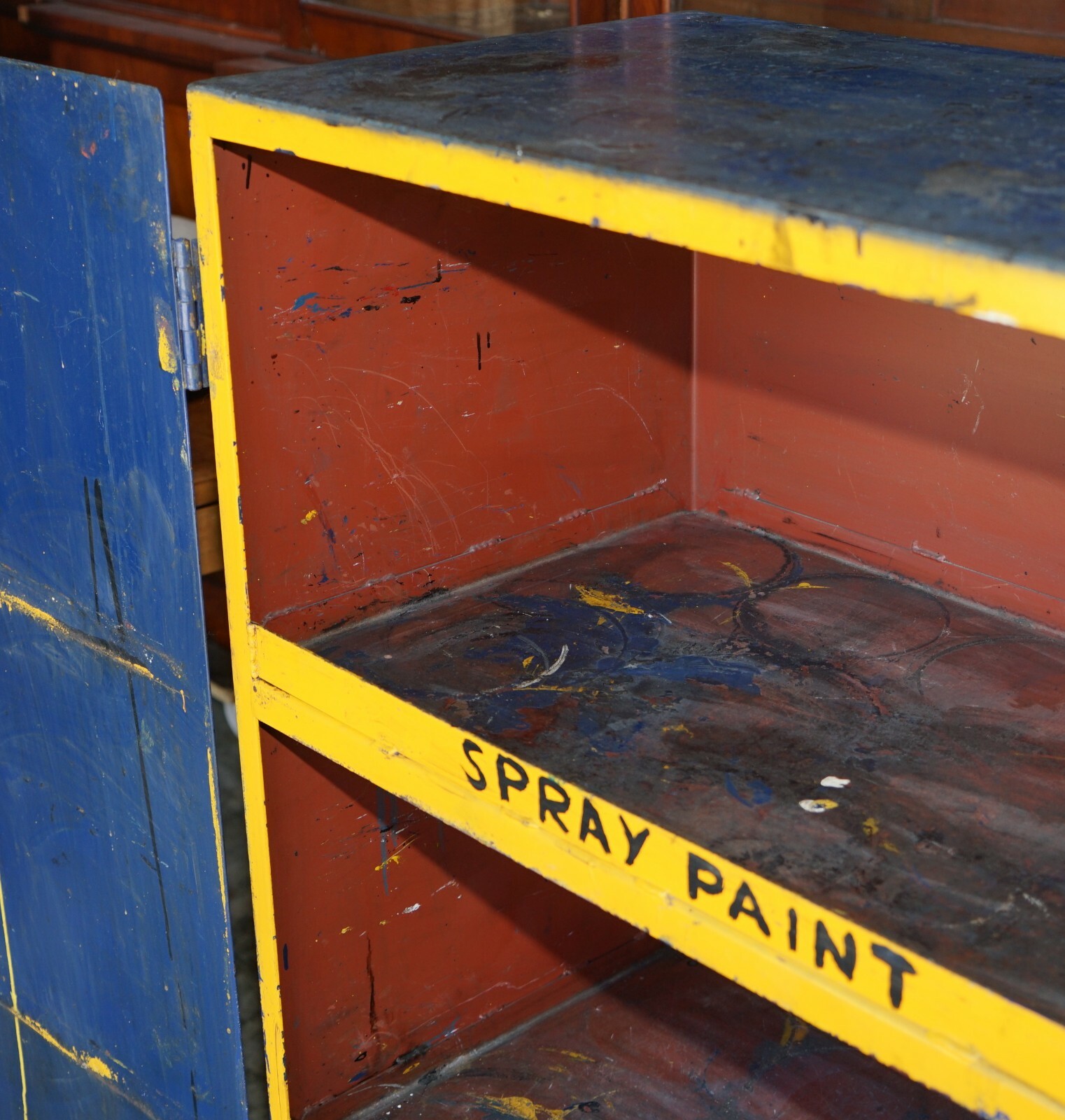INDUSTRIAL STEEL LARGE CIRCA 1950’S METAL WORKERS PAINT CUPBOARD VERY RARE FIND